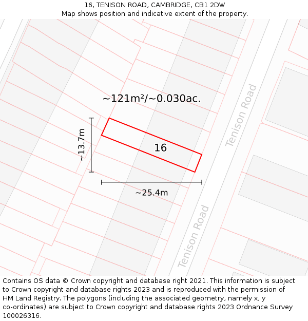16, TENISON ROAD, CAMBRIDGE, CB1 2DW: Plot and title map