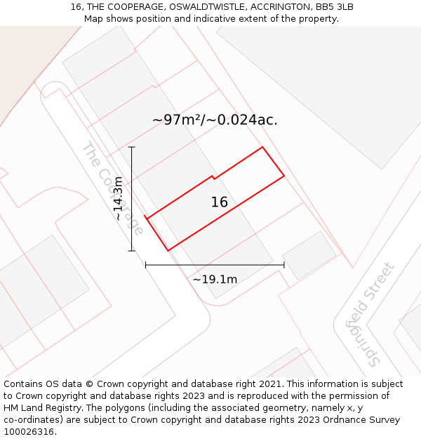 16, THE COOPERAGE, OSWALDTWISTLE, ACCRINGTON, BB5 3LB: Plot and title map