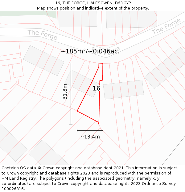 16, THE FORGE, HALESOWEN, B63 2YP: Plot and title map