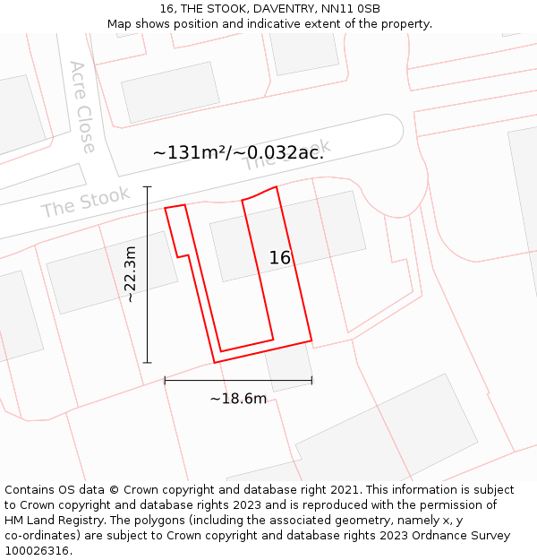 16, THE STOOK, DAVENTRY, NN11 0SB: Plot and title map