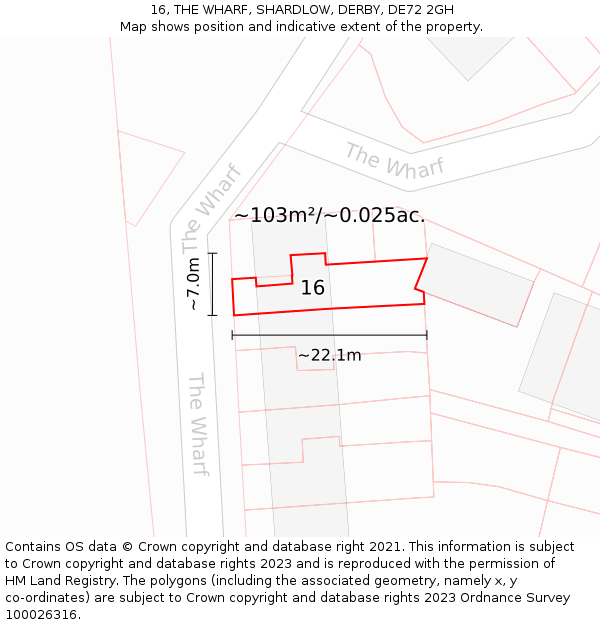 16, THE WHARF, SHARDLOW, DERBY, DE72 2GH: Plot and title map