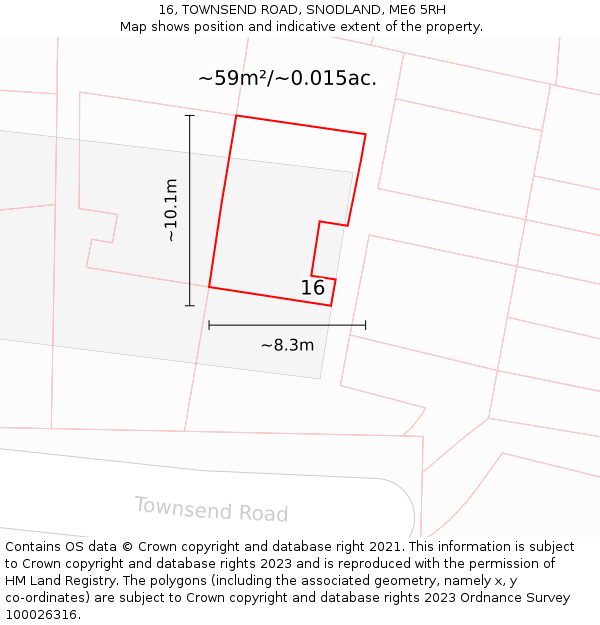 16, TOWNSEND ROAD, SNODLAND, ME6 5RH: Plot and title map