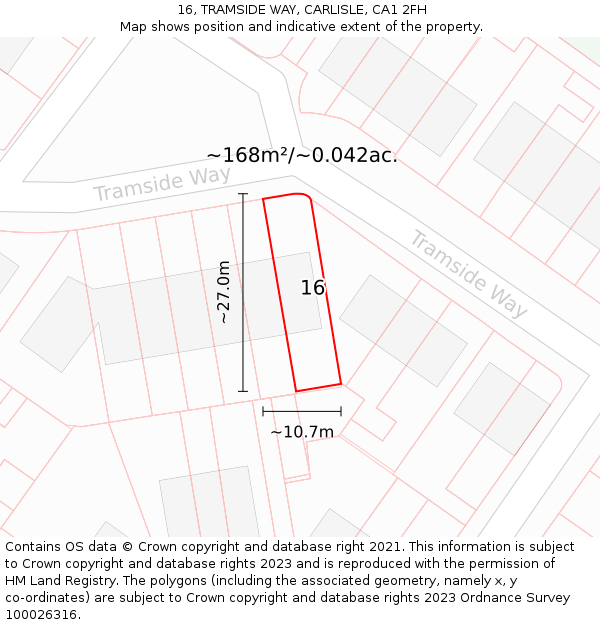 16, TRAMSIDE WAY, CARLISLE, CA1 2FH: Plot and title map