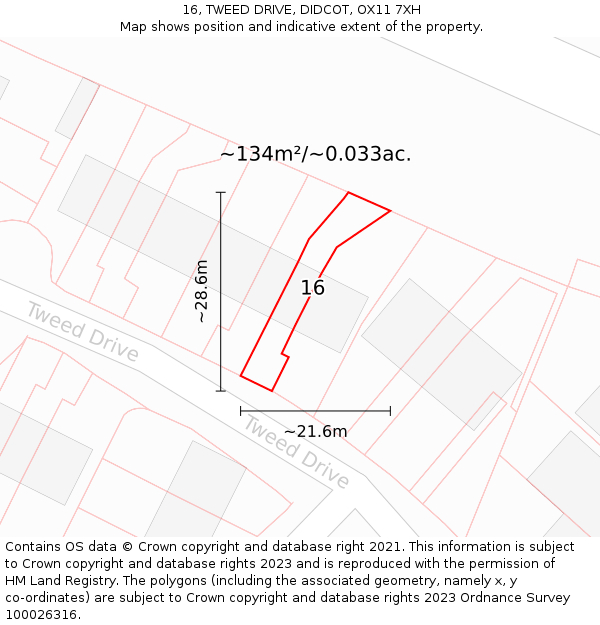 16, TWEED DRIVE, DIDCOT, OX11 7XH: Plot and title map