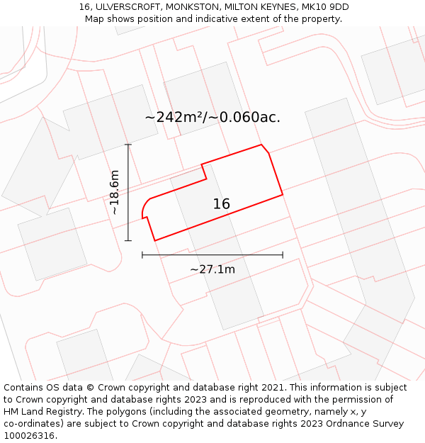 16, ULVERSCROFT, MONKSTON, MILTON KEYNES, MK10 9DD: Plot and title map