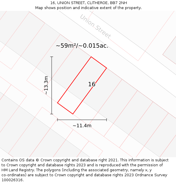 16, UNION STREET, CLITHEROE, BB7 2NH: Plot and title map