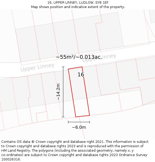 16, UPPER LINNEY, LUDLOW, SY8 1EF: Plot and title map