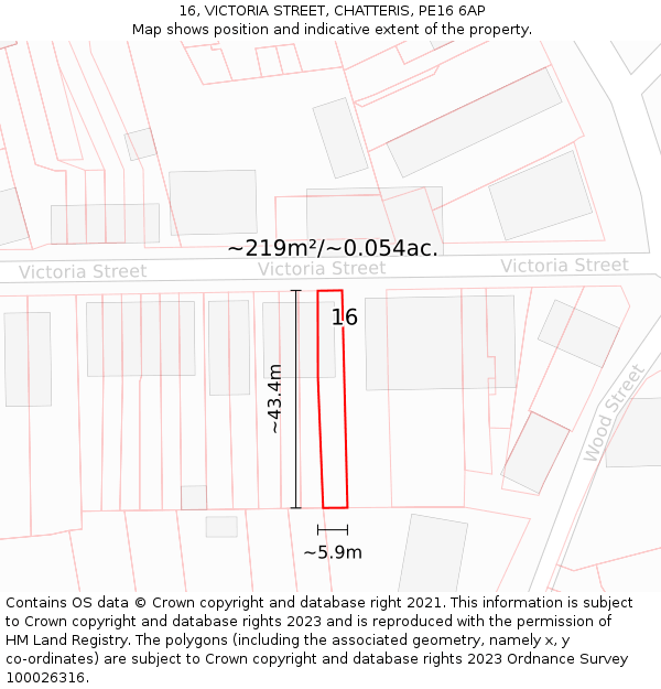 16, VICTORIA STREET, CHATTERIS, PE16 6AP: Plot and title map