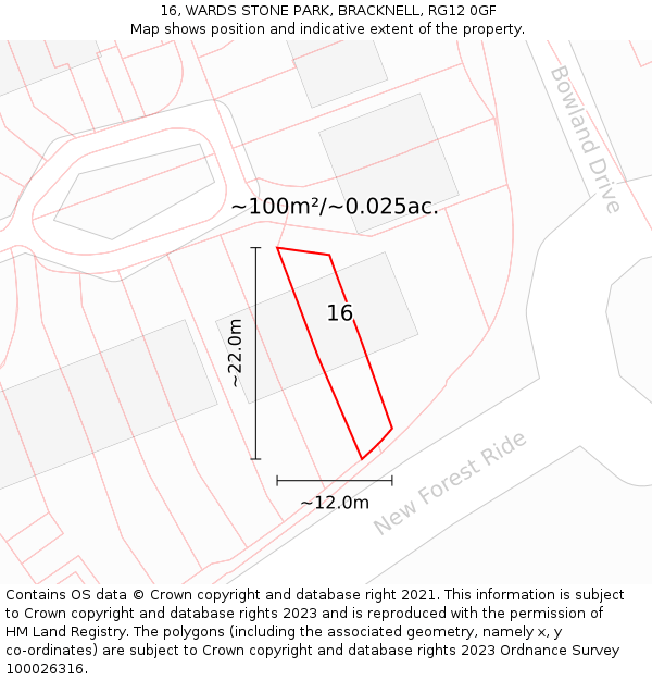 16, WARDS STONE PARK, BRACKNELL, RG12 0GF: Plot and title map