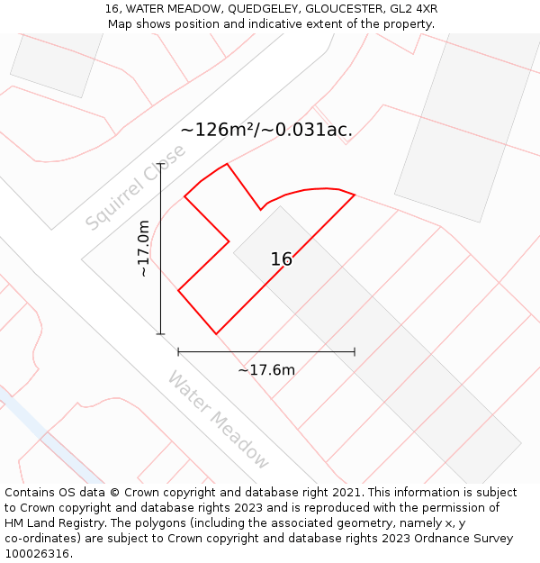 16, WATER MEADOW, QUEDGELEY, GLOUCESTER, GL2 4XR: Plot and title map