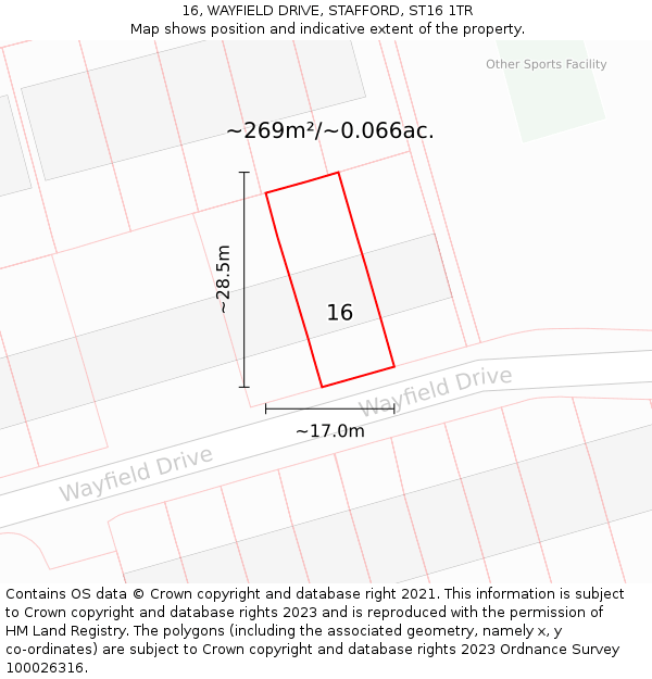 16, WAYFIELD DRIVE, STAFFORD, ST16 1TR: Plot and title map