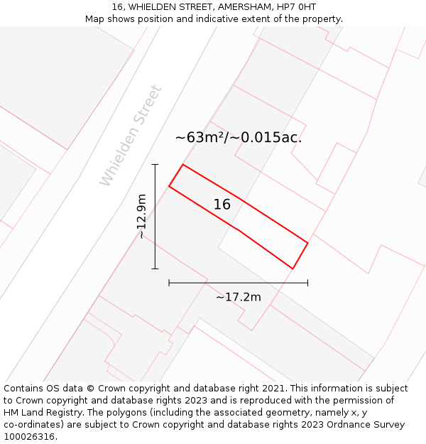 16, WHIELDEN STREET, AMERSHAM, HP7 0HT: Plot and title map