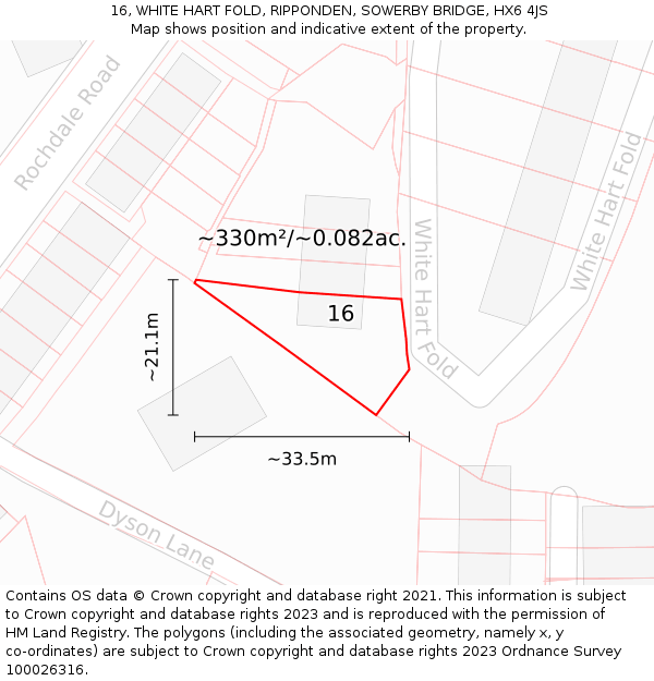 16, WHITE HART FOLD, RIPPONDEN, SOWERBY BRIDGE, HX6 4JS: Plot and title map