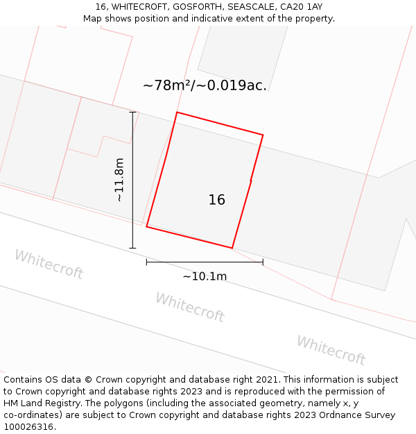 16, WHITECROFT, GOSFORTH, SEASCALE, CA20 1AY: Plot and title map
