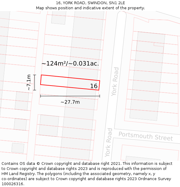 16, YORK ROAD, SWINDON, SN1 2LE: Plot and title map
