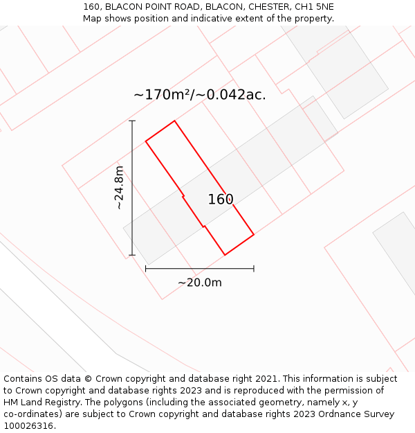 160, BLACON POINT ROAD, BLACON, CHESTER, CH1 5NE: Plot and title map