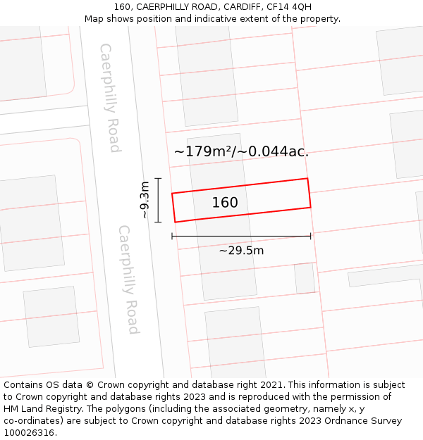 160, CAERPHILLY ROAD, CARDIFF, CF14 4QH: Plot and title map