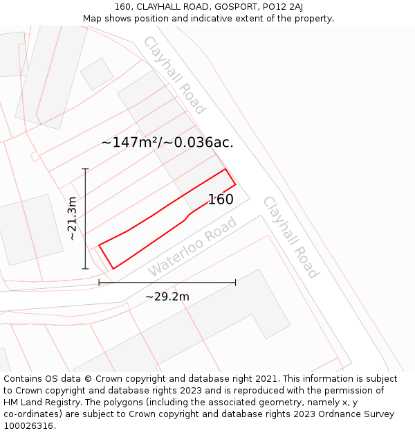 160, CLAYHALL ROAD, GOSPORT, PO12 2AJ: Plot and title map