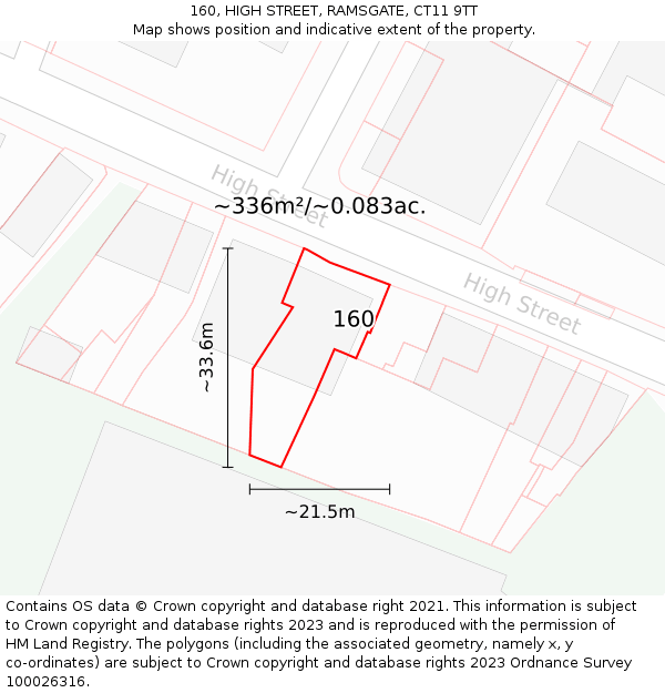 160, HIGH STREET, RAMSGATE, CT11 9TT: Plot and title map