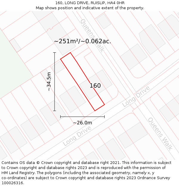 160, LONG DRIVE, RUISLIP, HA4 0HR: Plot and title map