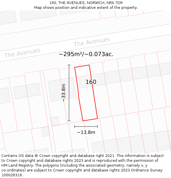 160, THE AVENUES, NORWICH, NR4 7DR: Plot and title map
