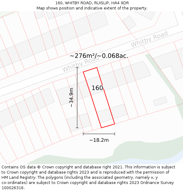 160, WHITBY ROAD, RUISLIP, HA4 9DR: Plot and title map