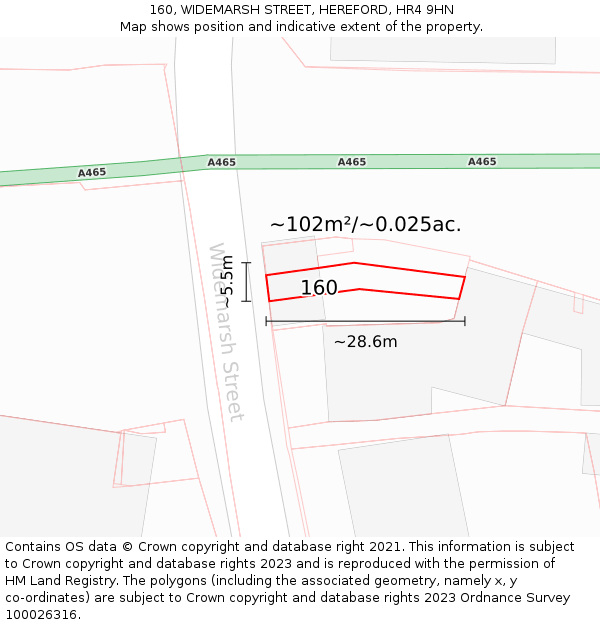 160, WIDEMARSH STREET, HEREFORD, HR4 9HN: Plot and title map