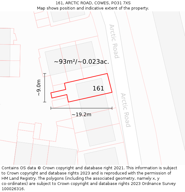 161, ARCTIC ROAD, COWES, PO31 7XS: Plot and title map