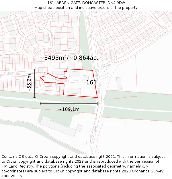 161, ARDEN GATE, DONCASTER, DN4 9DW: Plot and title map