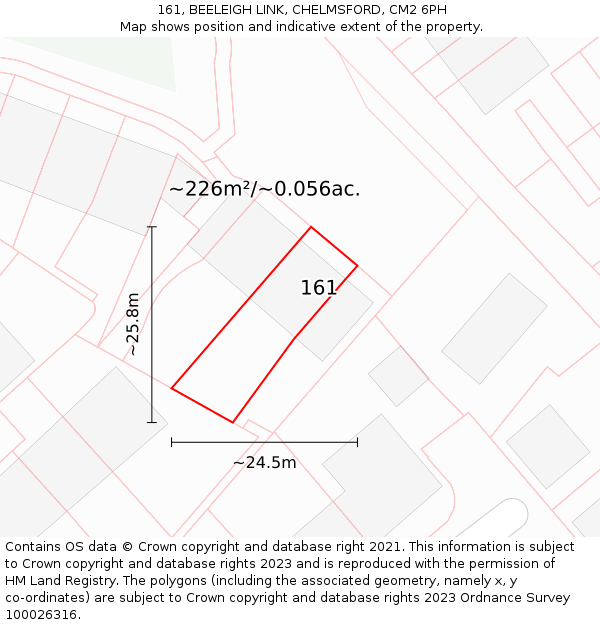 161, BEELEIGH LINK, CHELMSFORD, CM2 6PH: Plot and title map