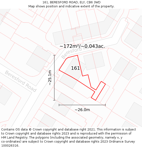 161, BERESFORD ROAD, ELY, CB6 3WD: Plot and title map
