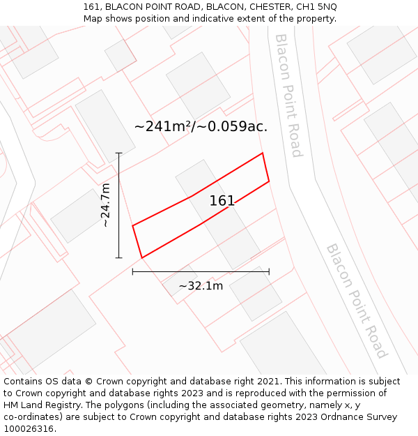 161, BLACON POINT ROAD, BLACON, CHESTER, CH1 5NQ: Plot and title map