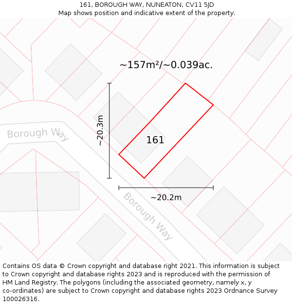 161, BOROUGH WAY, NUNEATON, CV11 5JD: Plot and title map