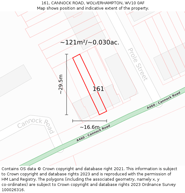 161, CANNOCK ROAD, WOLVERHAMPTON, WV10 0AF: Plot and title map