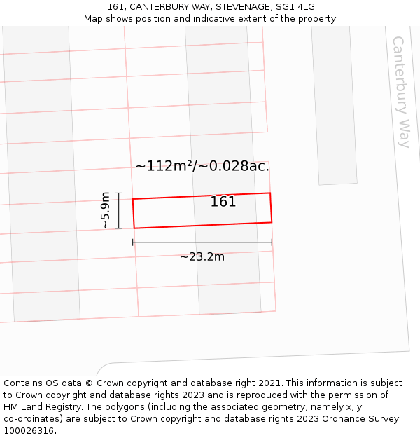 161, CANTERBURY WAY, STEVENAGE, SG1 4LG: Plot and title map