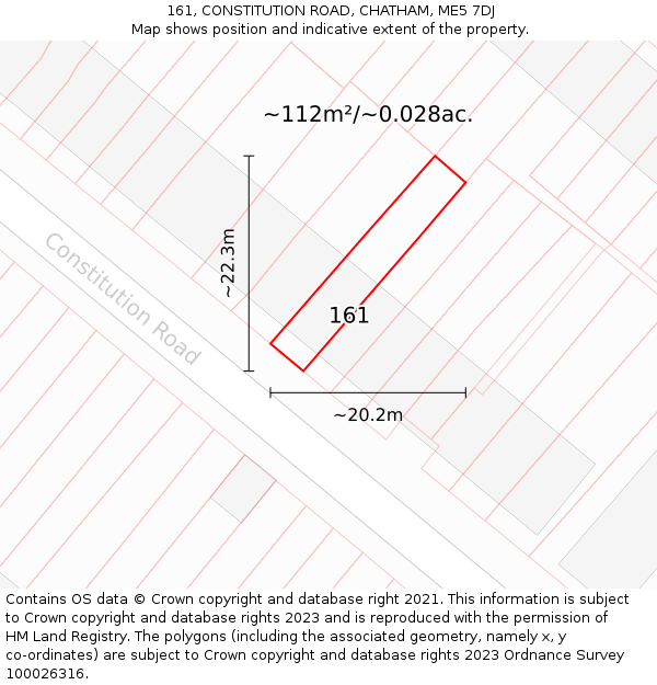 161, CONSTITUTION ROAD, CHATHAM, ME5 7DJ: Plot and title map