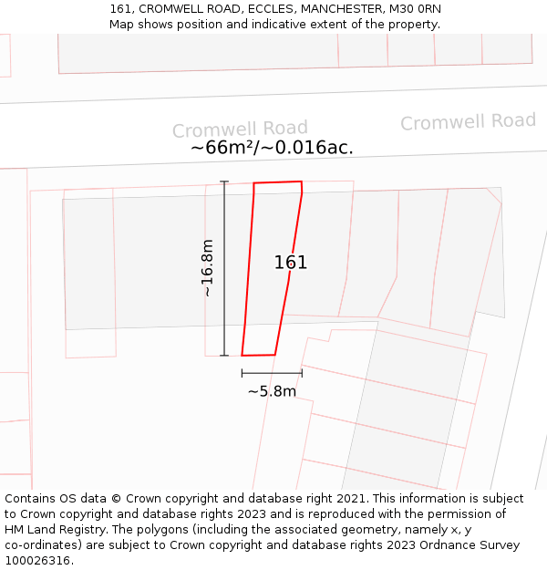 161, CROMWELL ROAD, ECCLES, MANCHESTER, M30 0RN: Plot and title map