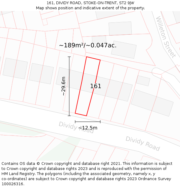 161, DIVIDY ROAD, STOKE-ON-TRENT, ST2 9JW: Plot and title map
