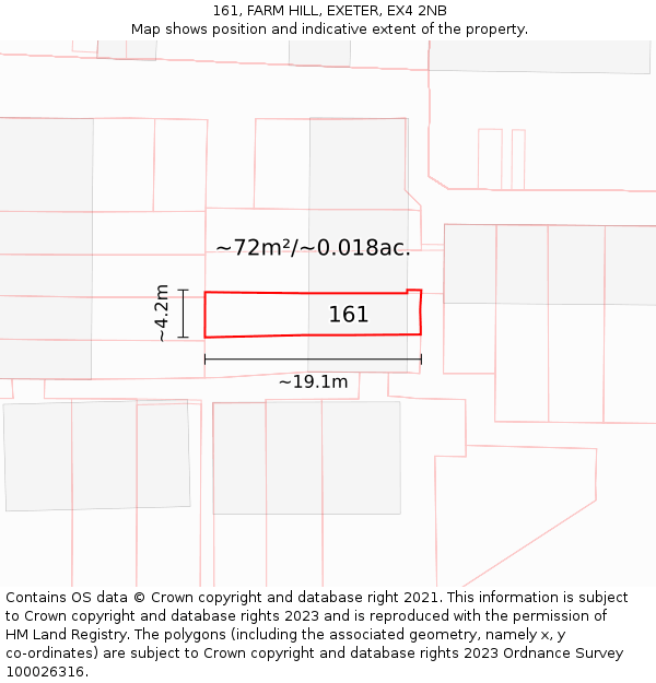 161, FARM HILL, EXETER, EX4 2NB: Plot and title map