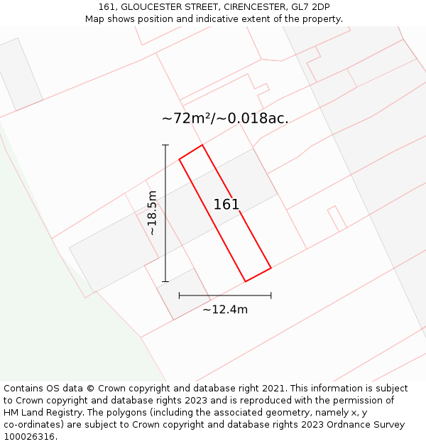 161, GLOUCESTER STREET, CIRENCESTER, GL7 2DP: Plot and title map