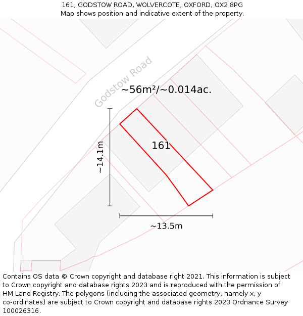 161, GODSTOW ROAD, WOLVERCOTE, OXFORD, OX2 8PG: Plot and title map