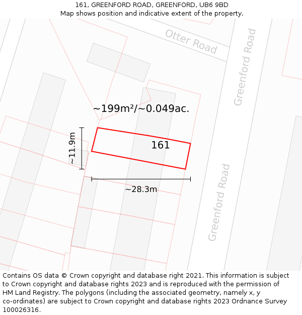 161, GREENFORD ROAD, GREENFORD, UB6 9BD: Plot and title map