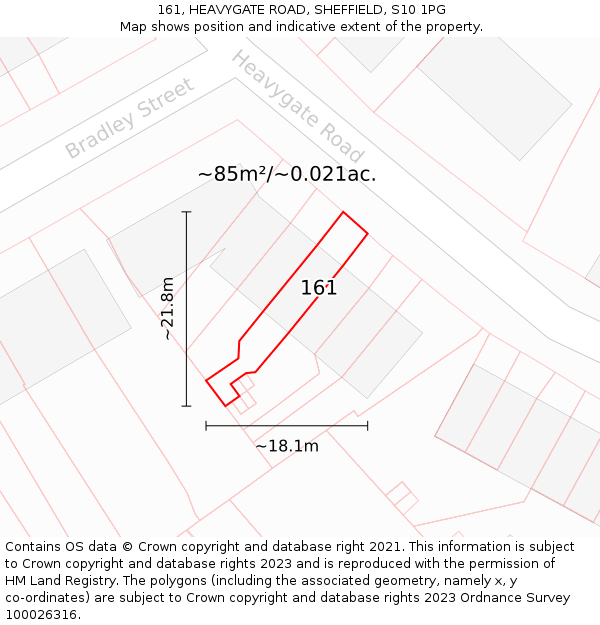 161, HEAVYGATE ROAD, SHEFFIELD, S10 1PG: Plot and title map