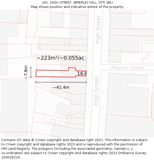 161, HIGH STREET, BRIERLEY HILL, DY5 3BU: Plot and title map
