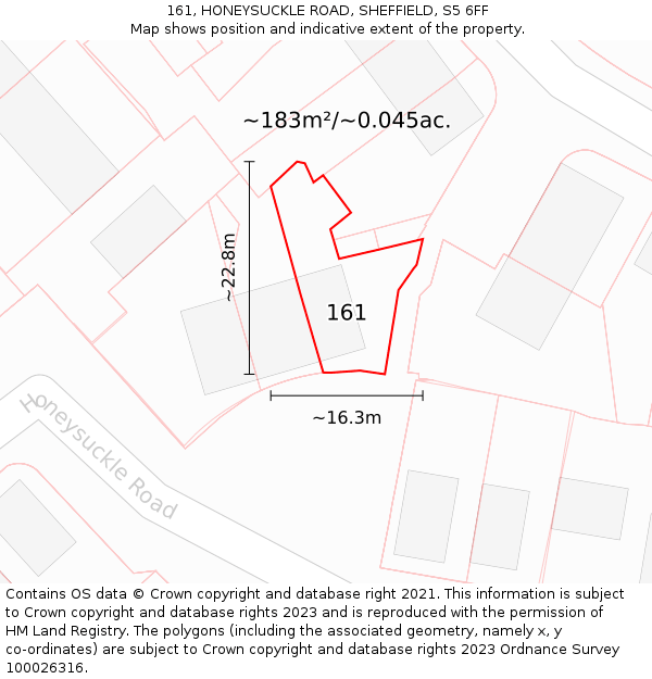 161, HONEYSUCKLE ROAD, SHEFFIELD, S5 6FF: Plot and title map