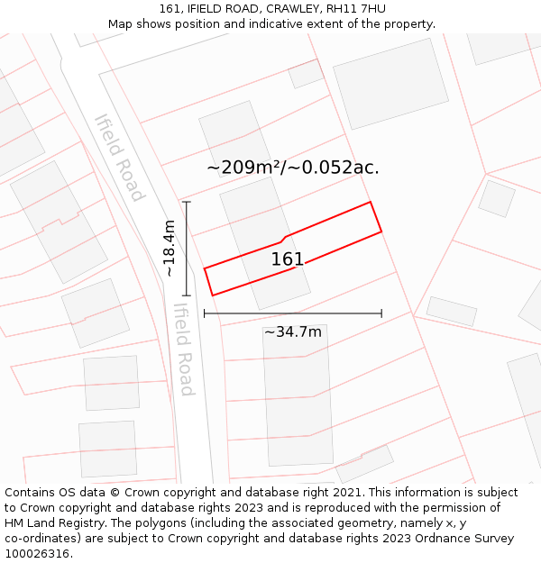 161, IFIELD ROAD, CRAWLEY, RH11 7HU: Plot and title map