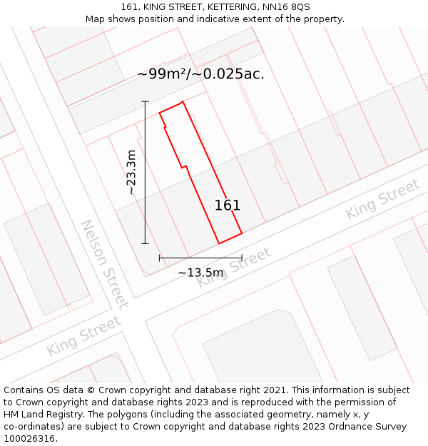 161, KING STREET, KETTERING, NN16 8QS: Plot and title map