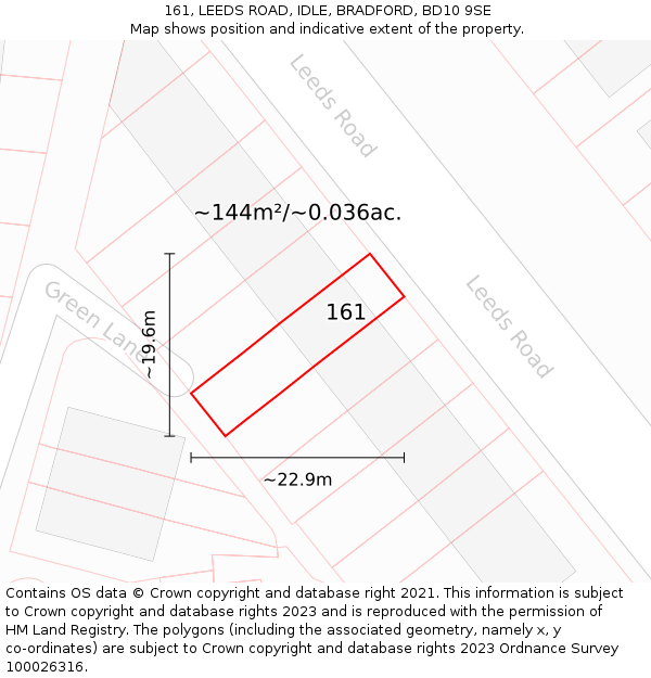 161, LEEDS ROAD, IDLE, BRADFORD, BD10 9SE: Plot and title map