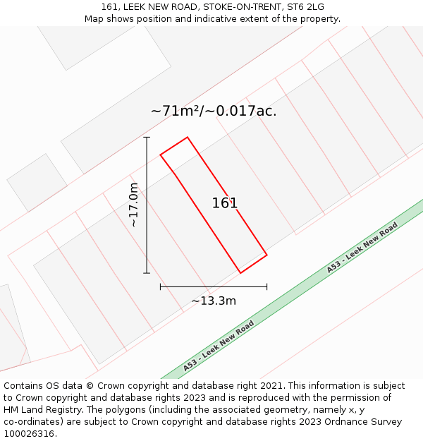 161, LEEK NEW ROAD, STOKE-ON-TRENT, ST6 2LG: Plot and title map