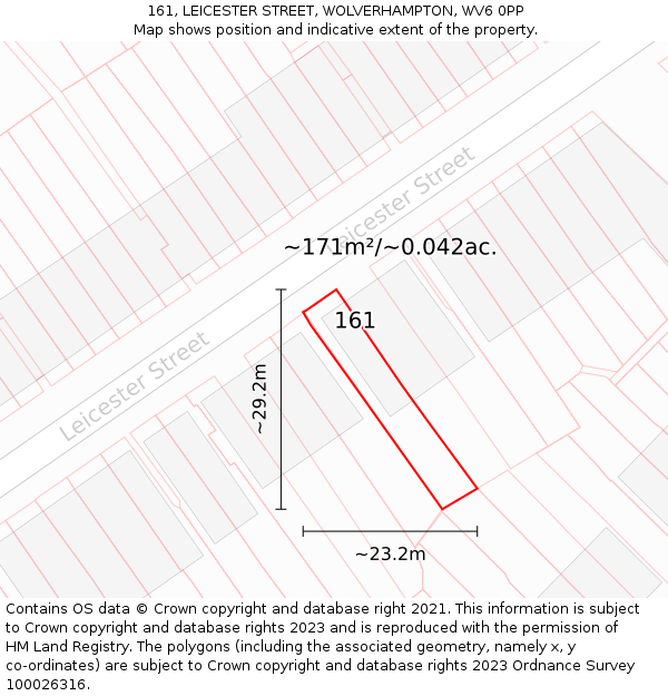 161, LEICESTER STREET, WOLVERHAMPTON, WV6 0PP: Plot and title map